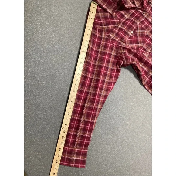 Ariat Real Womens Trailblaze Snap Shirt 1X Maroon Plaid Western Cowgirl Core NWT - Picture 8 of 9